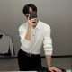 Korean Style Polo Shirt Lapel Sweater Men's 2024 New Long Sleeve Hong Kong Style Solid Color Inner Knitted Base Shirt Top