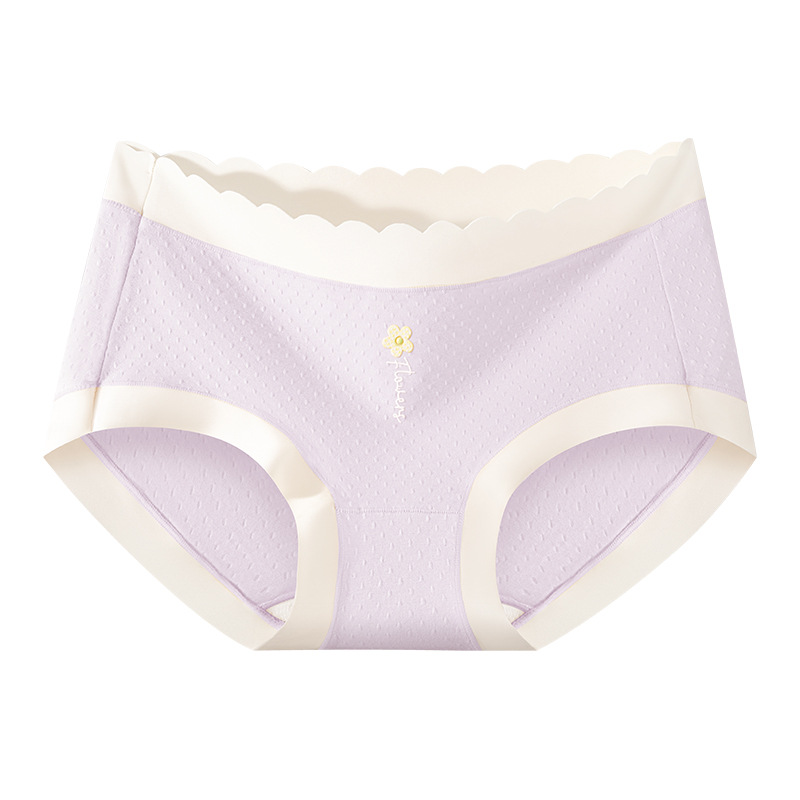 Bragas de color de contraste de flores para niñas, cremosas, suaves y cómodas sin costuras, cintura media, entrepierna transpirable agradable para la piel, bragas triangulares para mujer