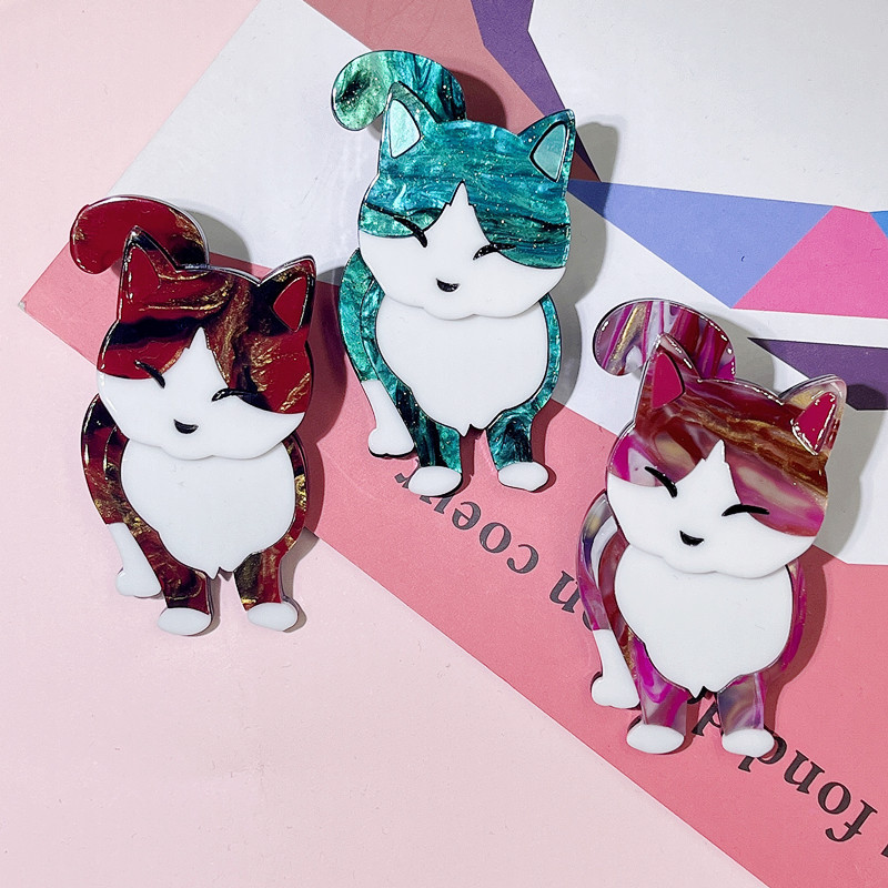 Cute Cat Arylic Stoving Varnish Women's Brooches display picture 1