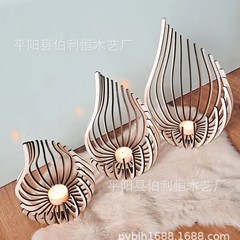 国境を越えた新製品木製diy手作り茶灯棚/母の日/クリスマスプレゼント/結婚式のろうそく装飾