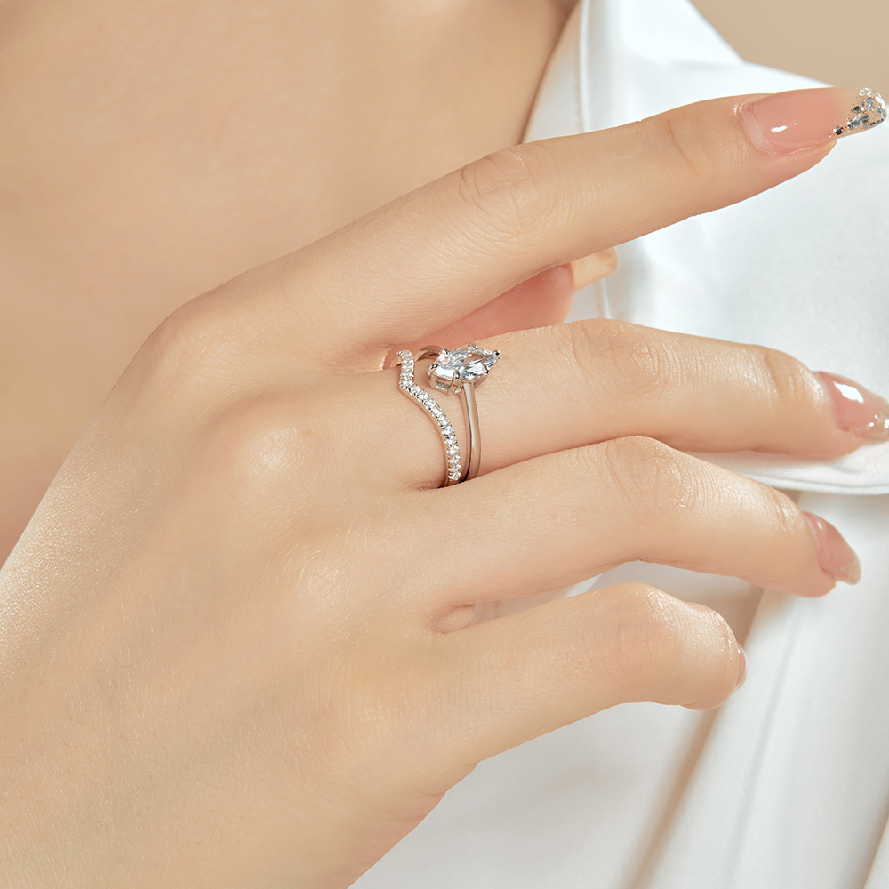 Fashion Geometric Sterling Silver Inlay Zircon Rings