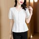 Fashion Elegant Chiffon Women's Shirt Women's Summer 2023 New Stylish V-Neck Small Shirt Tight Waist Slimming Summer Top