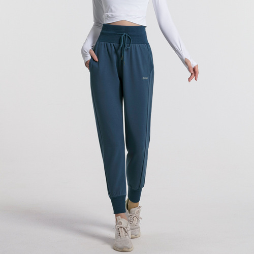 Cross-border Running Sweatpants Quick-Drying Fitness Casual High-Waisted Yoga Pants Thickened Loose-Fitting Ankle-Tied Sports Pants Women's Spring and Autumn