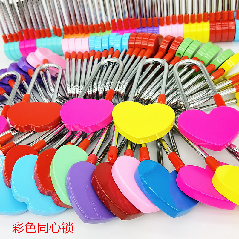 彩色同心锁刻字旅游景区连心锁南山塔情侣爱情锁寺庙平安锁婚庆锁