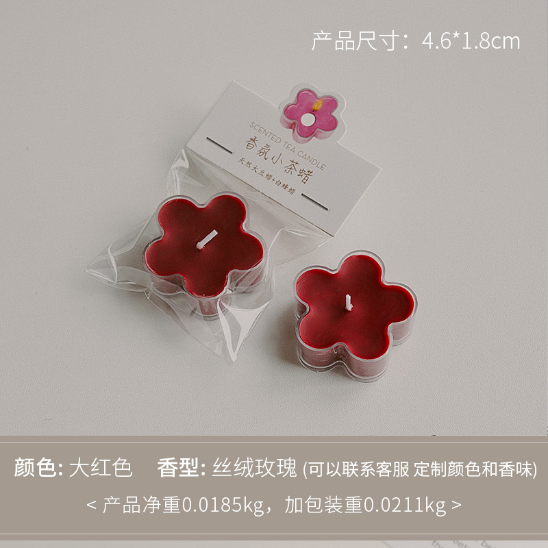 Flor de cera de té rojo grande (fragancia: rosa de terciopelo)