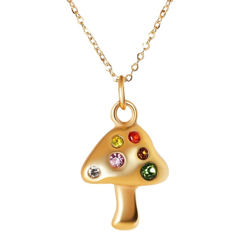 Collar Colgante de Seta de la Suerte con Circonitas, Bañado en Oro image 1