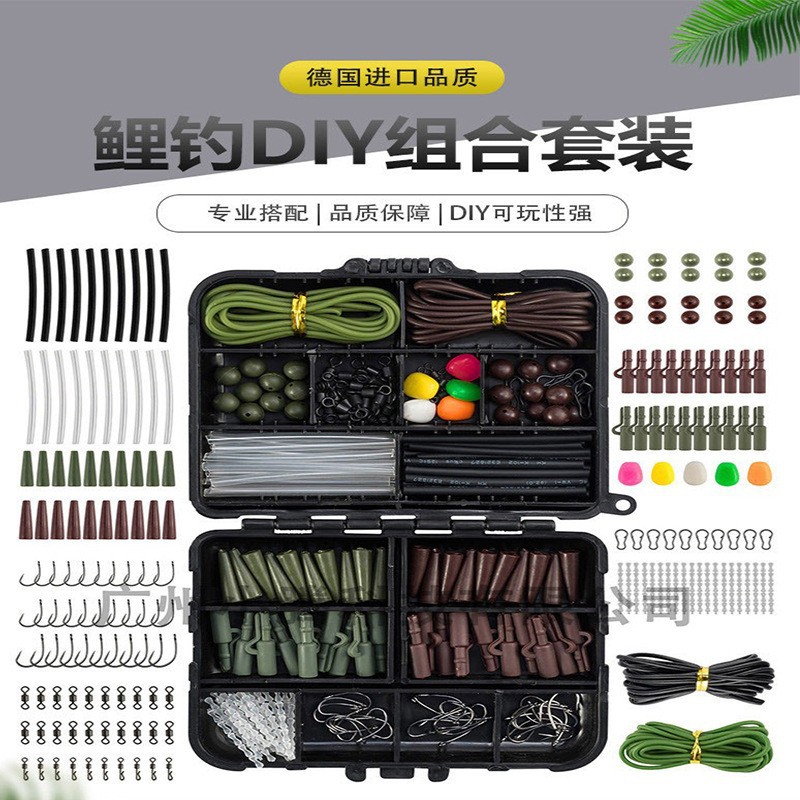 314-Piece Fishing Tackle Accessory Set in a Box, European-Style Carp Fishing Hooks, Space Stoppers, Swivels, and Snap Clips Combination
