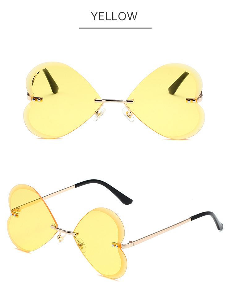 Butterfly Frameless Sunglasses Retro Trend Love Heart Personality Metal Sunglasses For Women_viptrois.com