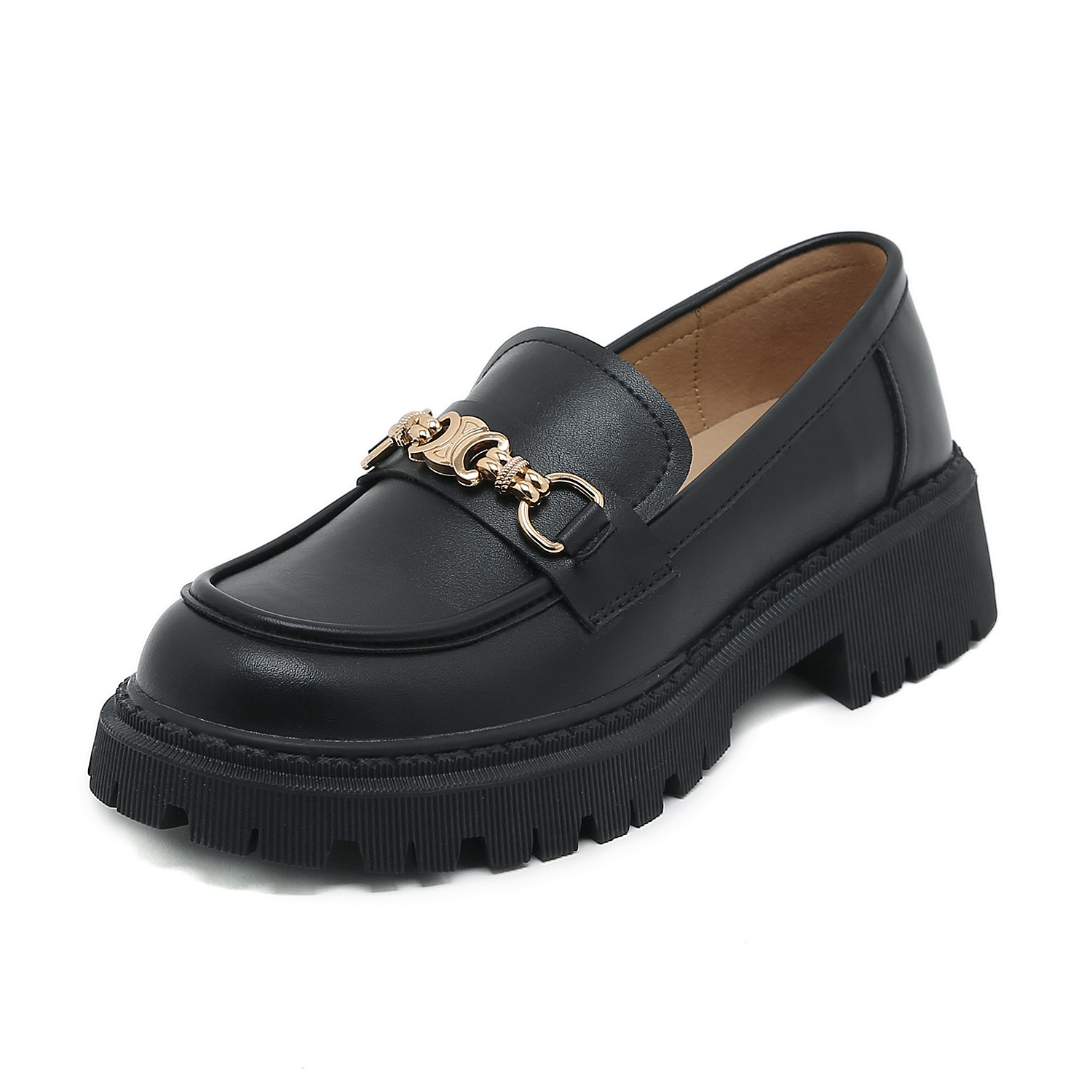 Mocasines Estilo Británico de Plataforma de Cuero de Vaca con Hebilla de Metal para Uso Diario image 5
