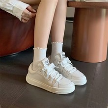 阿miu家厚底百搭小白鞋女2023夏季新款白色系带休闲板鞋子