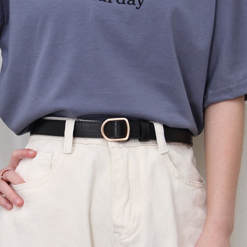South Korea's Dongdaemun new Korean style black small belt without holes female student buckle belt female soft without punching and versatile