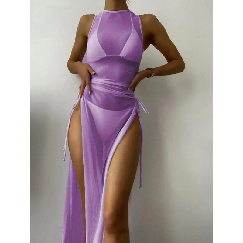 Mingyi europeo y americano nuevo traje de baño bikini multicolor color sólido Falda larga sexy dividida de tres piezas traje de baño de las mujeres