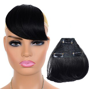 Foreign trade micro fluffy wig bangs Yaki silk wig slanted bangs thickened fluffy wig slanted bangs