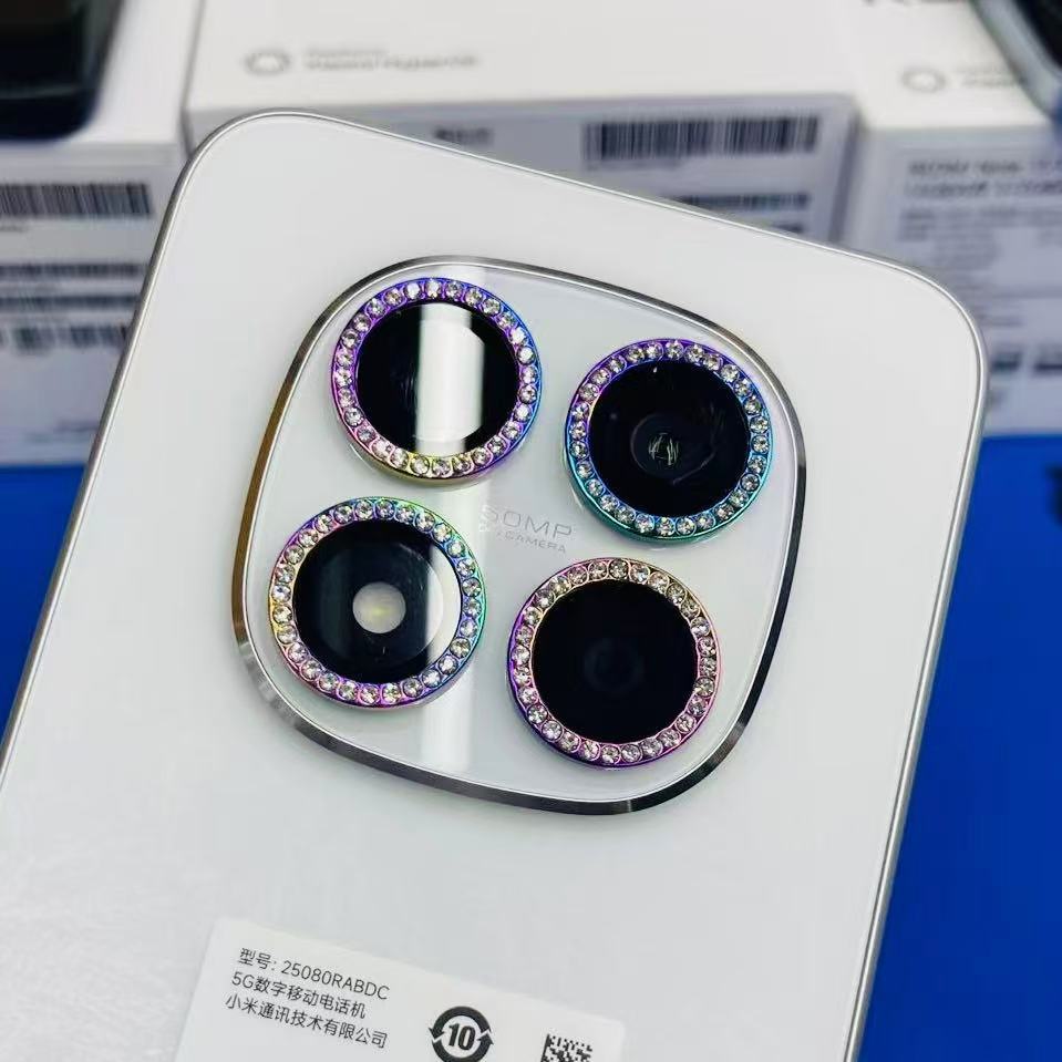 Aplicable Redmi Note15pro cámara redmi punto perforación marco de metal diamante ojo de halcón película de lente de vidrio templado