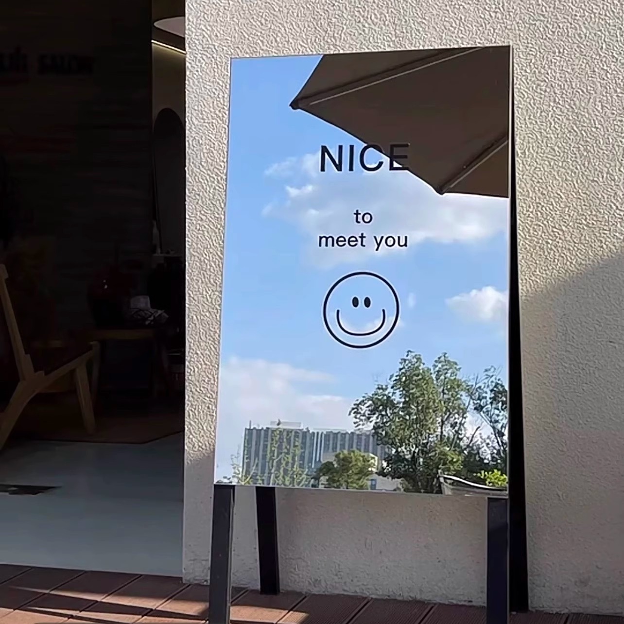 韩国服装店拍照ins穿衣镜 镜面落地立式广告牌镜子网红户外展示牌