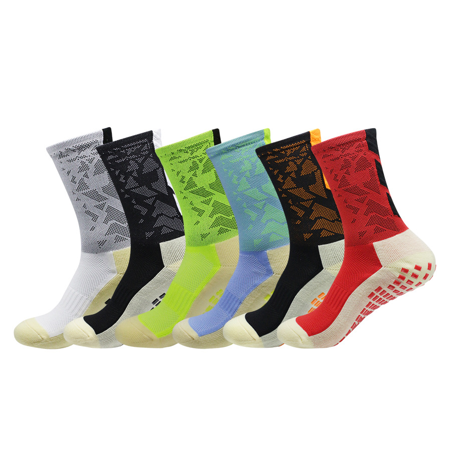 Unisex-Fußballsocken mit rutschfester Sohle und gepolsterter Fußgewölbeunterstützung – Atmungsaktive, feuchtigkeitsableitende Sportsocken zum Laufen, Radfahren und Trainieren_voghion.com