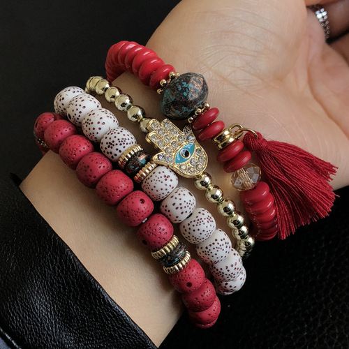 Nepalese Bodhi Bead Bracelet with Ethnic Style Multi-layered Bracelet, Tibetan Tourist Personal Wholesale Beaded Tassel Earrings with Drop Shipping