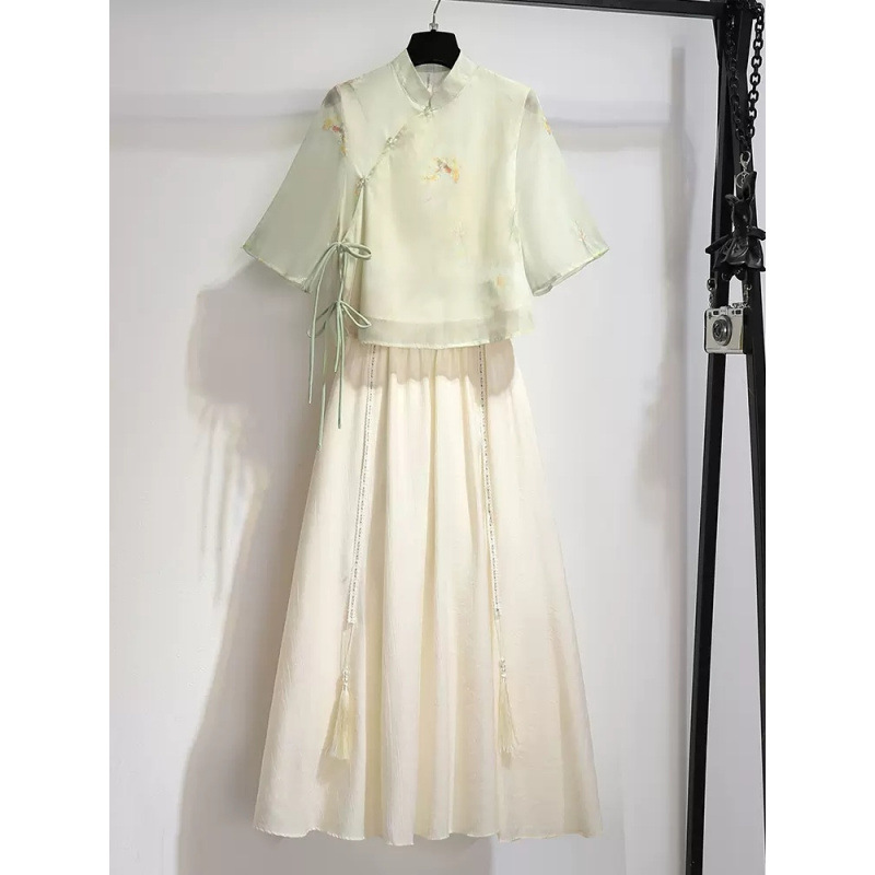 New Chinese Style National Suit Dress Hanfu for Women 2025 Summer Trendy Beautiful Ancient Style Women's Dress Straight Hair