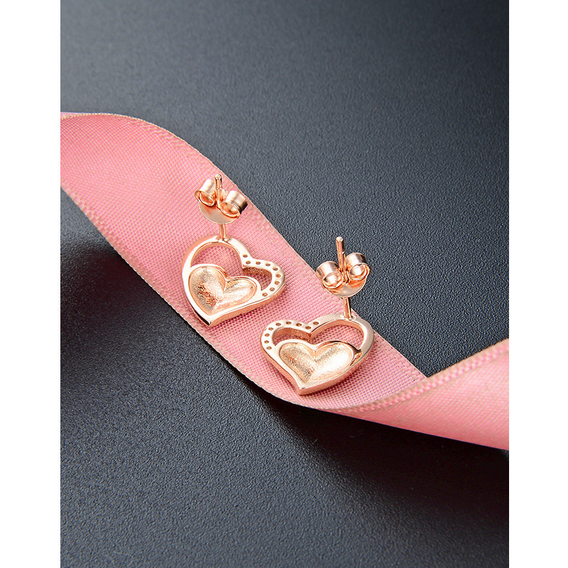 Pendientes encantadores rojos para las mujeres 925 plata esterlina elegante nicho simple melocotón corazón pendientes 2024 nuevos pendientes de oro rosa