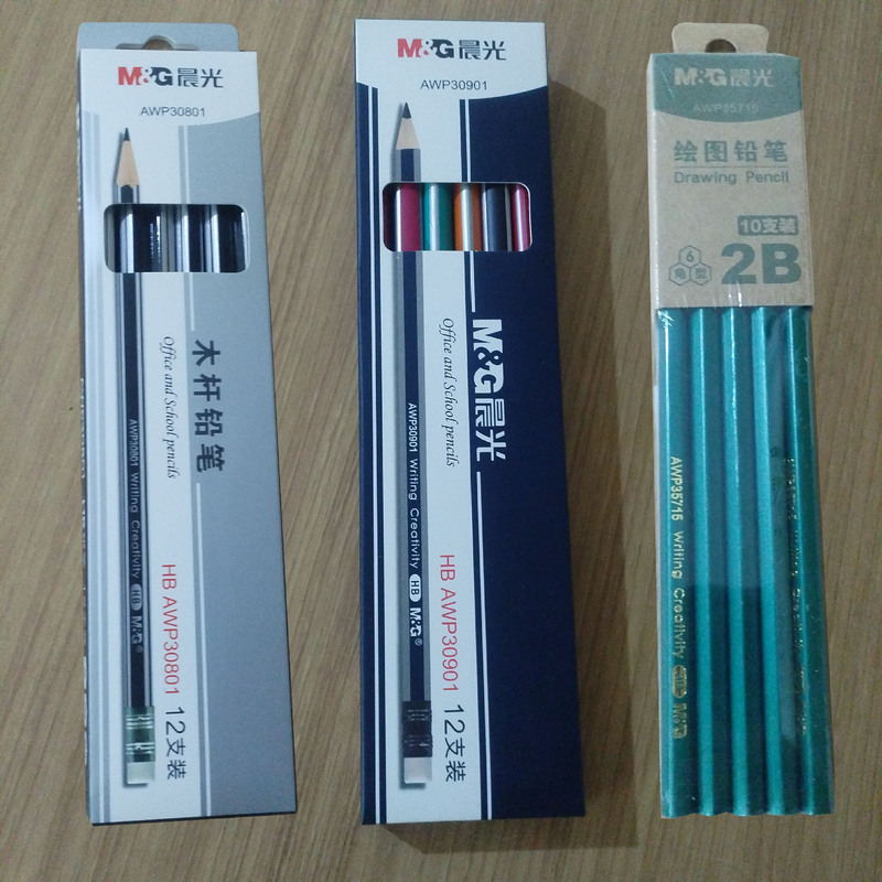 Cg Wooden Pencil Writing Pencil Hexagonal Triangular Shape Primary School Students Correction Hole Pencil