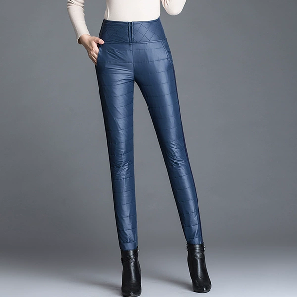 Blue trousers with down