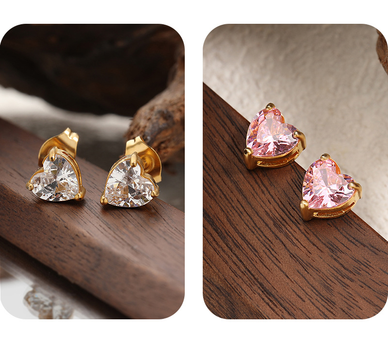 Titanium Steel Material 1 Pair Casual Elegant Lady Heart Shape Plating Titanium Steel Ear Studs