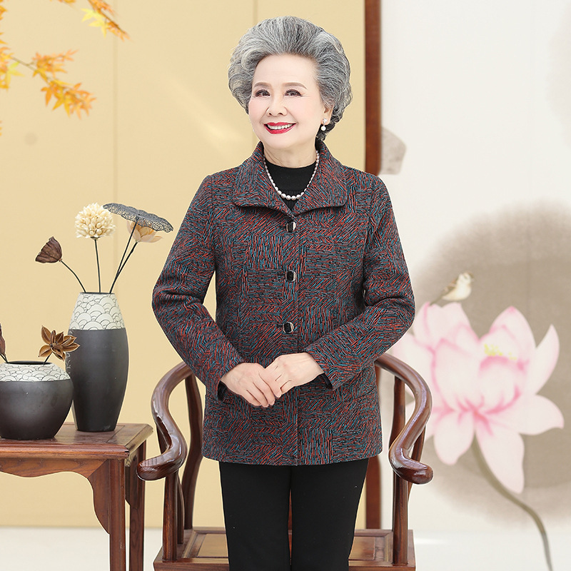 老年人秋冬奶奶加绒加厚外套60岁70妈妈宽松春秋长袖上老太太衣服|undefined