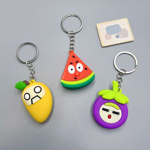 Creative Fruit Keychain Emoji Fruit Figure Pendant Keychain Accessory Watermelon Durian Strawberry