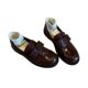 Genuine Leather British Tie Bow Carved Brock Small Leather Shoes Men's and Women's Car Line Thick Heeled Loafers Single-layer Shoes