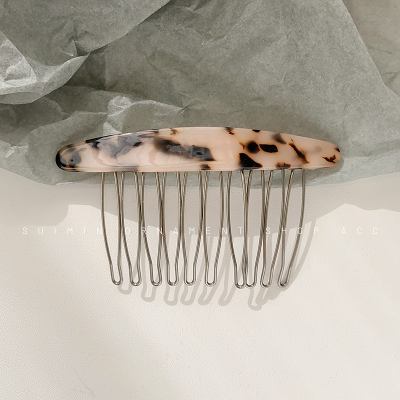 Flequillo en la frente insertar peine pelo roto acabado artefacto acetato horquilla Cabeza trasera femenina insertar reverso peine del pelo horquilla del tocado