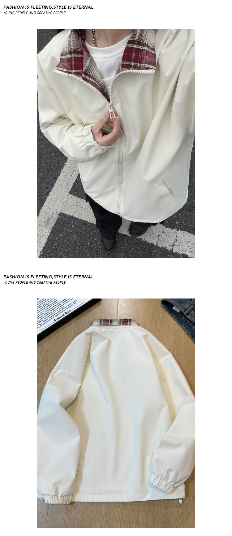 Giacca patchwork scozzese fitcheck per uomo primavera e autunno, design retrò, senza cappuccio, stile americano, colletto rovesciato_voghion.com