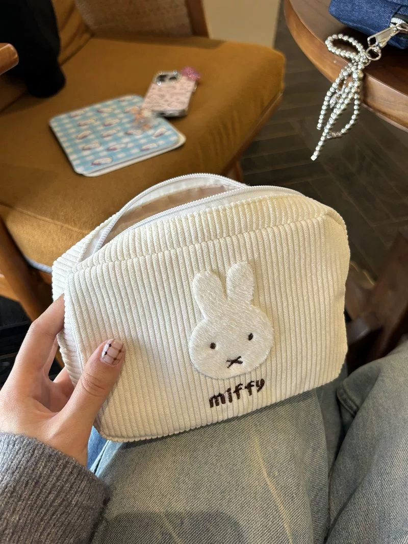 Косметичка в стиле Miffy из вельвета, ручная сумочка-пенал 20×13×7 см
