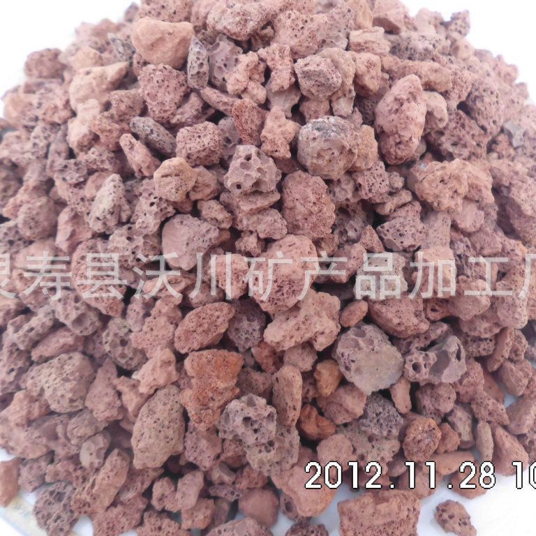 批发火山石人工湿地用多孔火山岩多肉铺面园林造景用红色填充