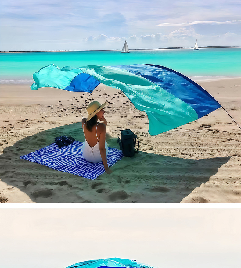 Cross-border Amazon supply beach canopy, portable quick-open sunshade, wind-powered sunshade for seaside, beach canopy