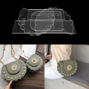 Women's one-shoulder messenger bag version drawing acrylic design template diy handmade leather leather art paper grid