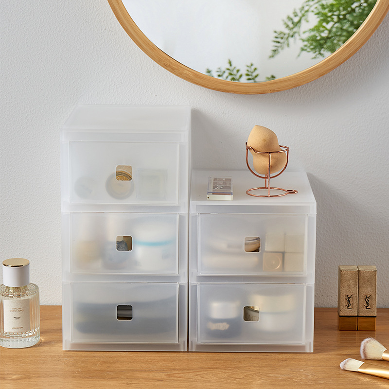Drawer-style cosmetic storage box, student dormitory desktop organizer, multi-functional office clutter prevention rack