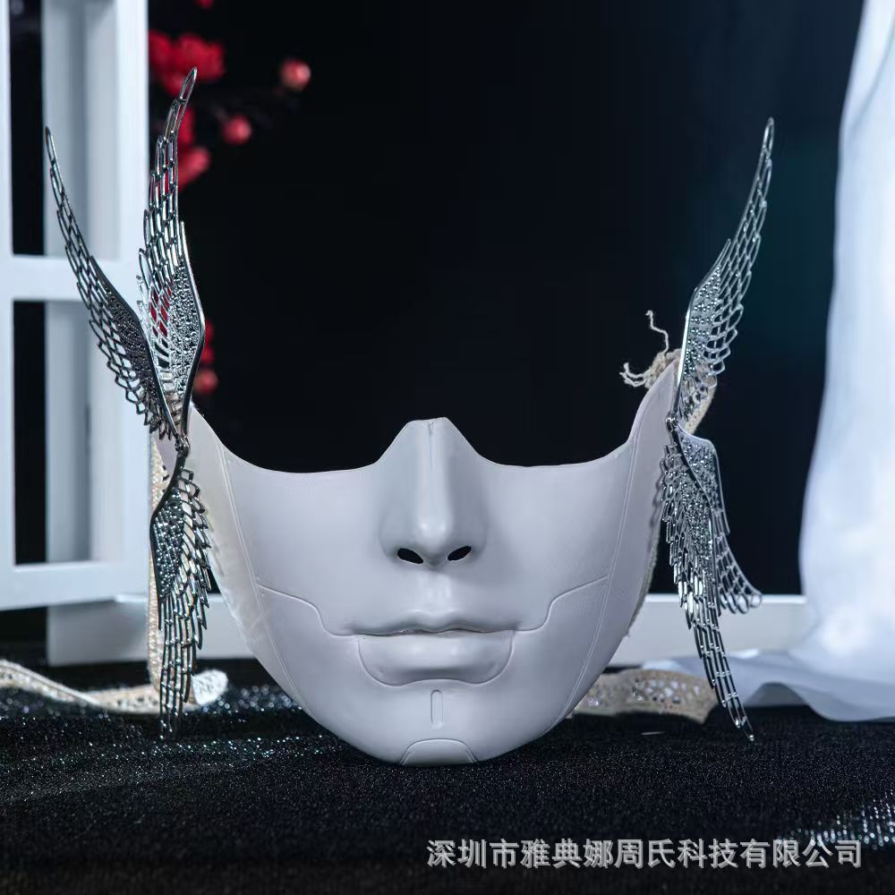 Nuevo sentido de la tecnología de la máquina de la mitad inferior de la cara máscara de belleza cyberpunk accesorios casco guerrero de sangre de hierro envío gratuito brillante image 4