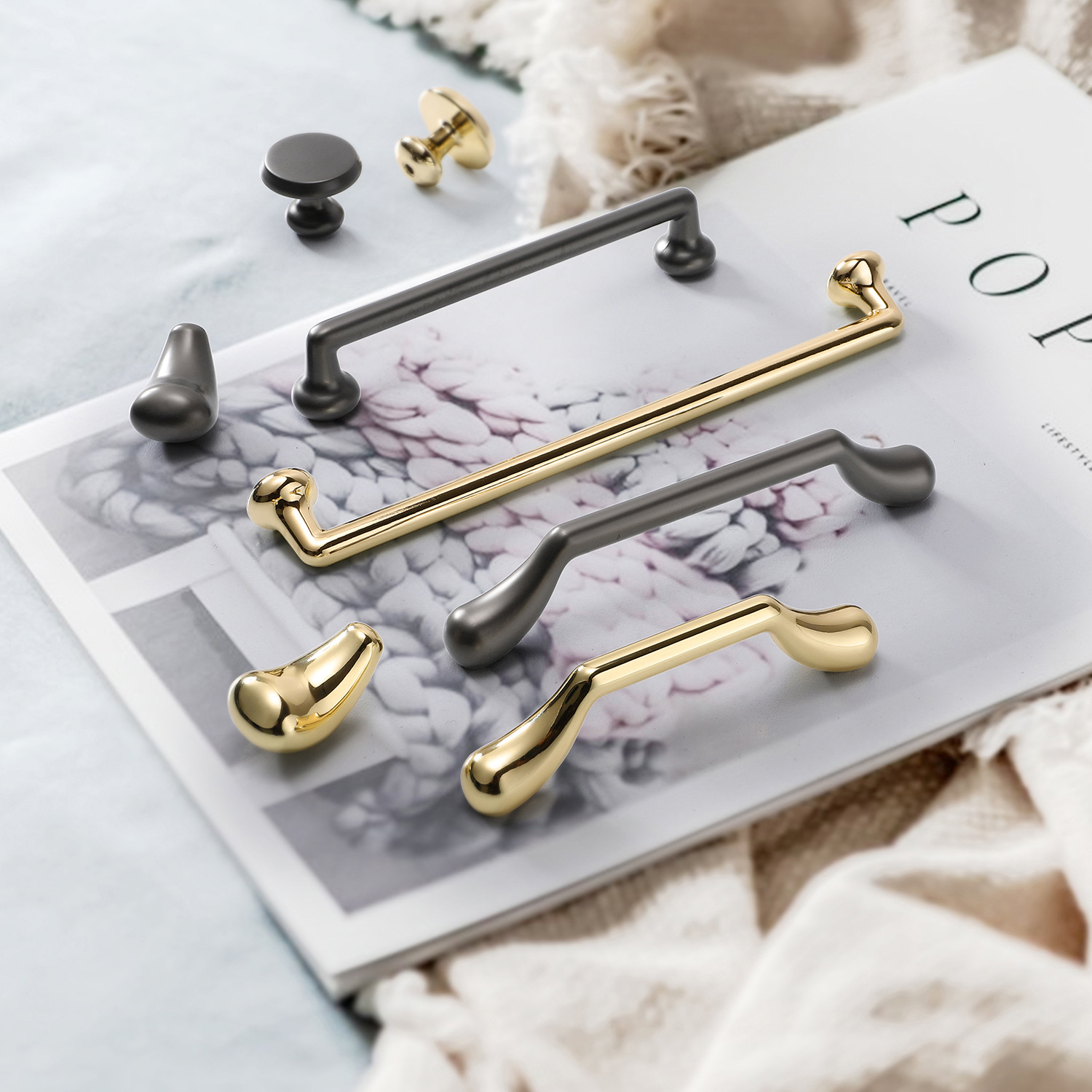 Modern simple zinc alloy custom black gold drawer cabinet handle wardrobe door handle furniture hardware accessories