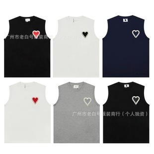 Foreign Trade Cross-border 25SS European and American Fashion Brand Summer New AM1 Love Zhangzi Embroidered Simple All-match Vest Sleeveless T