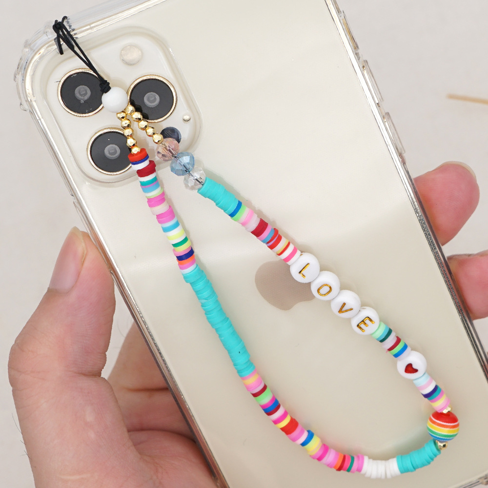 Bohemian colored letter beaded antilost mobile phone chainpicture8