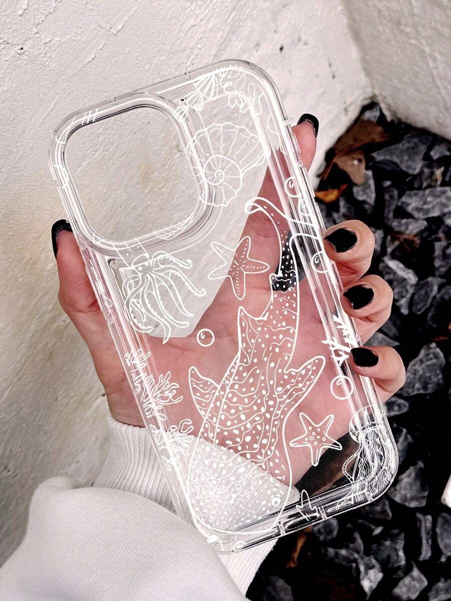 Concha de ballena blanca para Apple 16promax funda para teléfono móvil 15plus transfronterizo 14pro airbag 13 transparente image 7