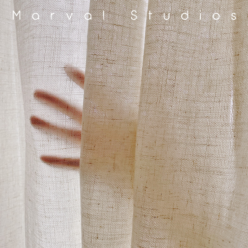 Japanese-style log wind hemp gauze screen screen curtain for bedroom dining room bay window living room hotel famous hotel linen gauze curtain