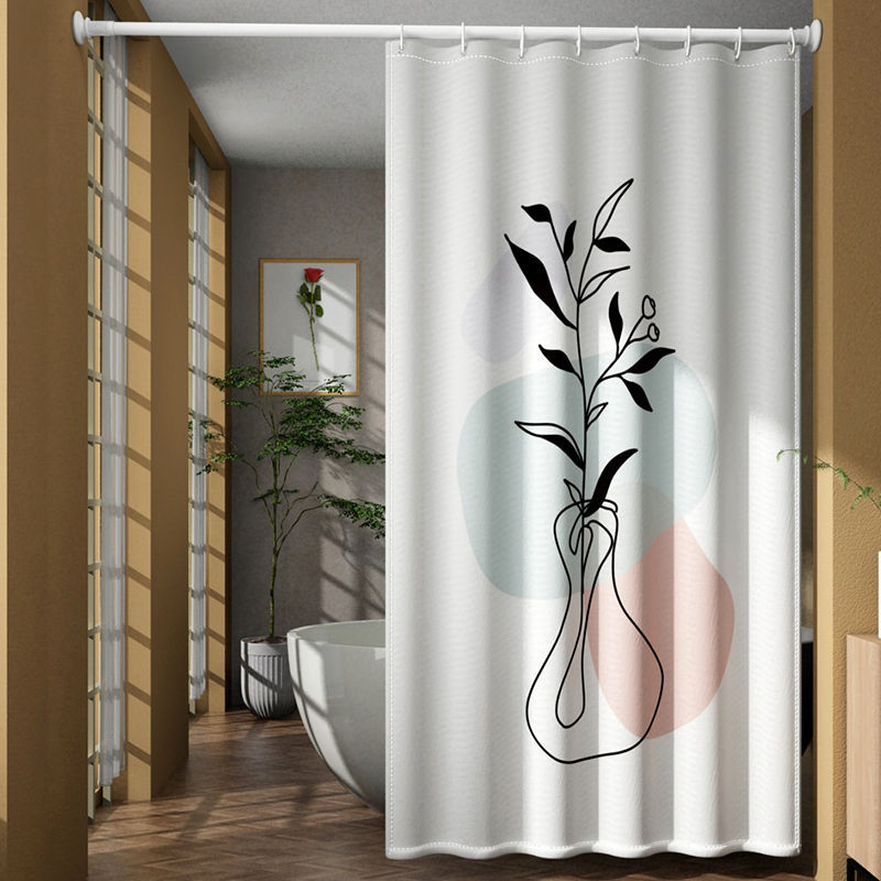 Cortina de ducha poliéster Amazon popular Impresión digital baño húmedo y seco partición impermeable