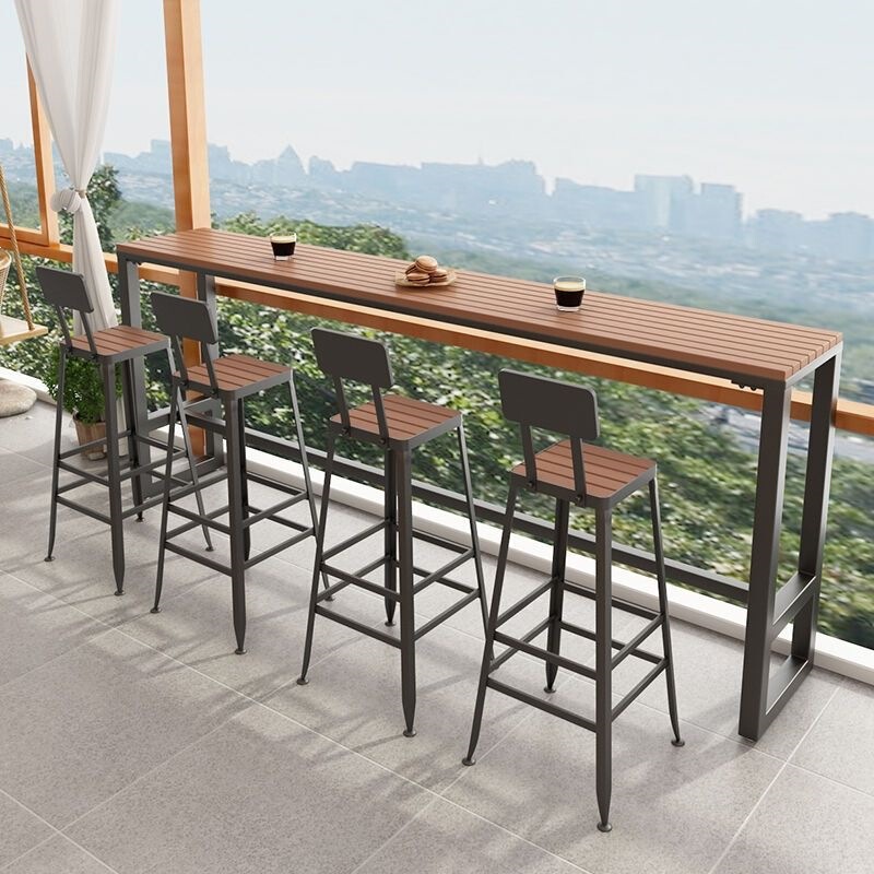 Outdoor Bar Tables and Chairs, Outdoor Anti-Corrosion, Sun-Proof, Waterproof, Wall-Mounted High Tables, Coffee Shop Terrace Long Table and Chair Set Outdoor Bar Tables and Chairs, Outdoor Anti-Corrosion, Sun-Proof, Waterproof, Wall-Mounted High Tables, Coffee Shop Terrace Long Table and Chair Set