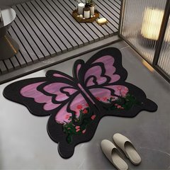 クロスボーダー高級特殊形状蝶型フロアマット、浴室用、吸水性、滑り止め、玄関ドア、汚れにくい