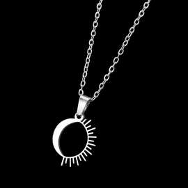 欧美跨境不锈钢项链简约太阳吊坠精致高级感时尚气质颈链饰品礼物