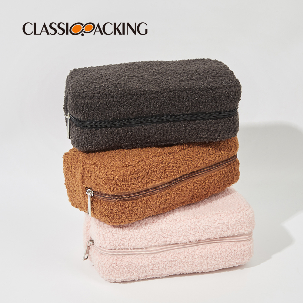 Otoño e Invierno de color sólido bolsa de terciopelo de peluche de gran capacidad suministros para el cuidado de la piel bolsa de almacenamiento portátil de viaje bolsa de felpa bolsa de cosméticos simple