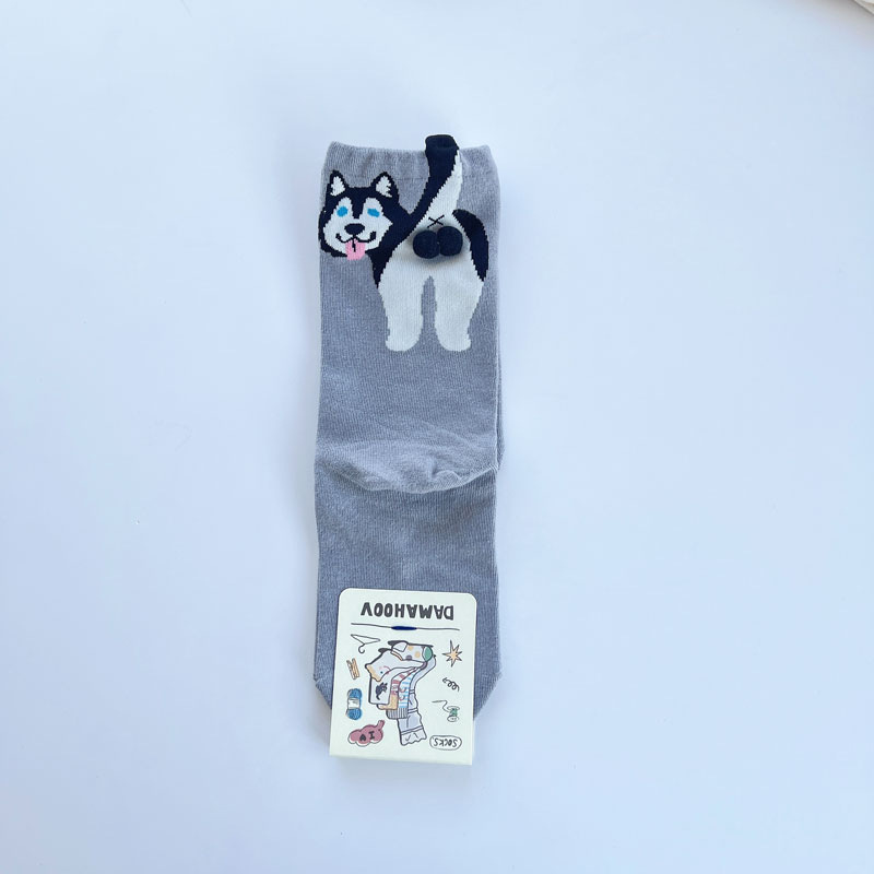猫蛋蛋可爱猫咪橘猫屁屁猫简约日系中筒袜透气情侣袜夏季新款袜子|undefined