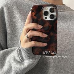 秋冬レトロ黒ブラウンべっこう錫紙紋殻適用iphone16 promaxアップル15/14ソフトケース12/11