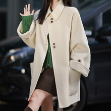 羊驼毛+绵羊毛细支毛呢外套 羊绒大衣女款2025新款 双面中长款女
